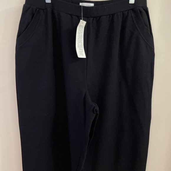 Sport Savvy Women's French Terry Pant Size L Black Button Hem Pull On Cozy NWT - Picture 2 of 10
